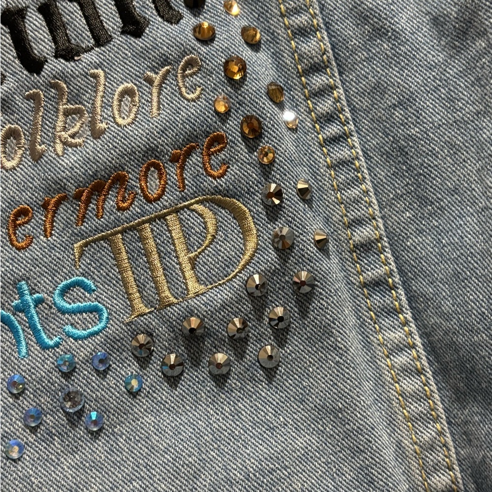 NWT Embroidered Taylor Swift Denim Jacket with text. women’s small. - Picture 9 of 15
